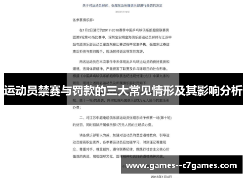 运动员禁赛与罚款的三大常见情形及其影响分析